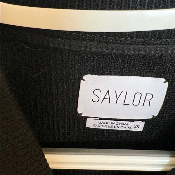 NWOT SAYLOR Black Knit Top with OSTRICH Feather Sleeves XS - Picture 4 of 5